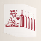 Wine  and  Cheese Club Doodle Illustration Wrapping Paper Gallery Image 3