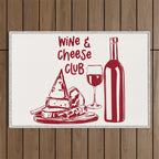 Wine  and  Cheese Club Doodle Illustration Outdoor Rug Gallery Image 1