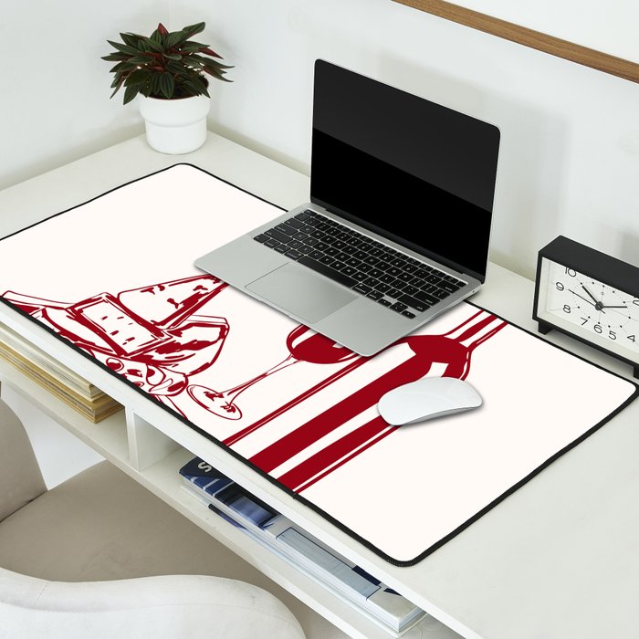 Wine  and  Cheese Club Doodle Illustration Desk Mat Gallery Image 2