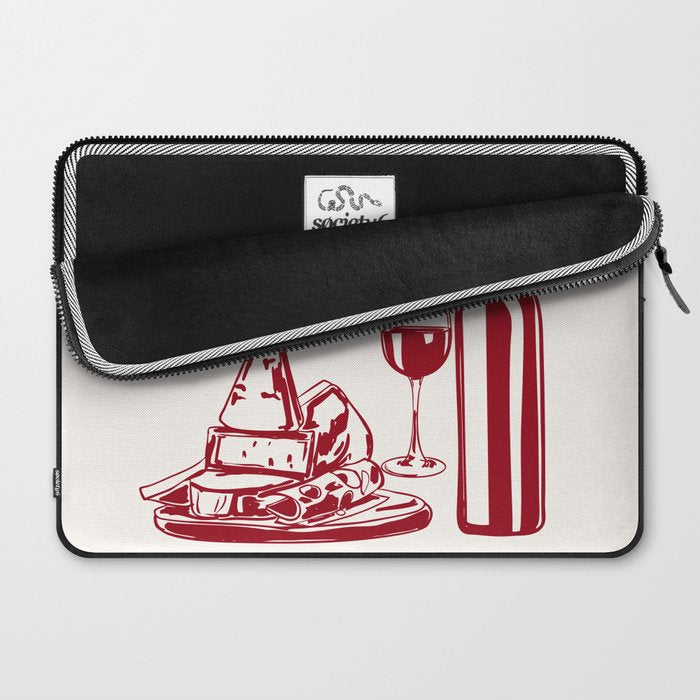 Wine  and  Cheese Club Doodle Illustration Laptop Sleeve Gallery Image 2