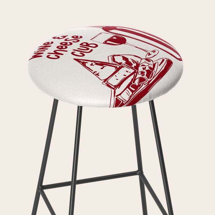 Wine  and  Cheese Club Doodle Illustration Stool Gallery Image 2