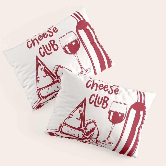 Wine  and  Cheese Club Doodle Illustration Pillow Sham Gallery Image 3