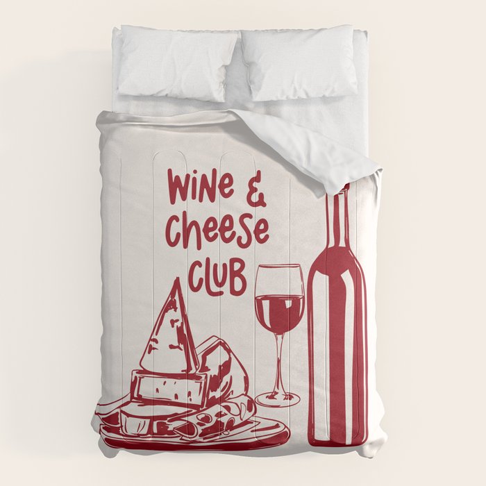 Wine  and  Cheese Club Doodle Illustration Comforter Gallery Image 6