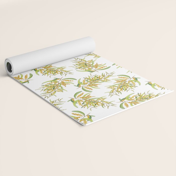 Australian Wattle Flower, Illustration Yoga Mat Gallery Image 2