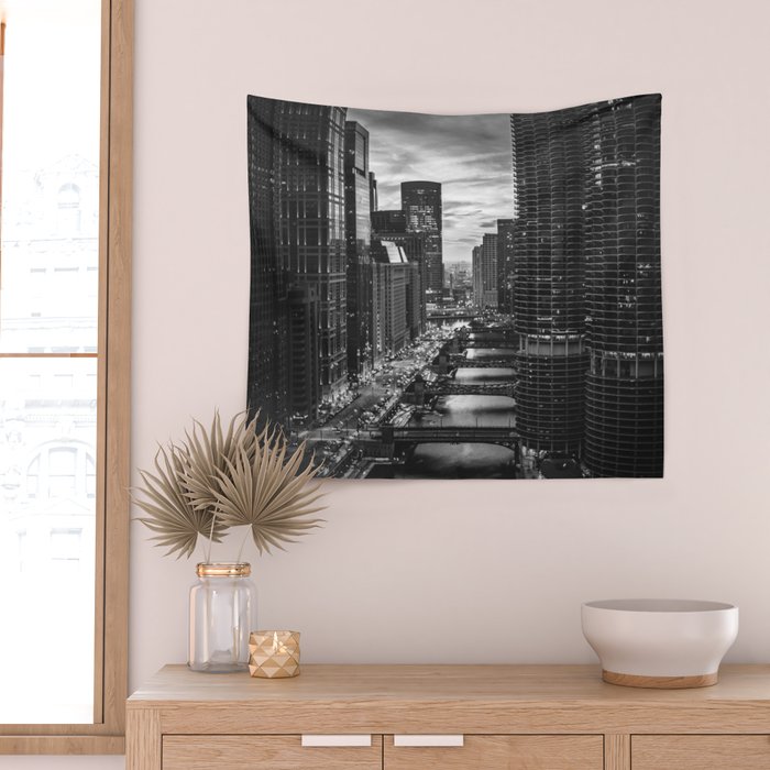 Chicago Skyline Wall Tapestry Gallery Image 2