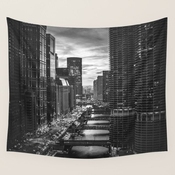 Chicago Skyline Wall Tapestry Gallery Image 4
