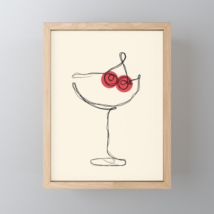 Minimalist Cherry Cosmo Cocktail Drink Mini Art Print Gallery Image 1