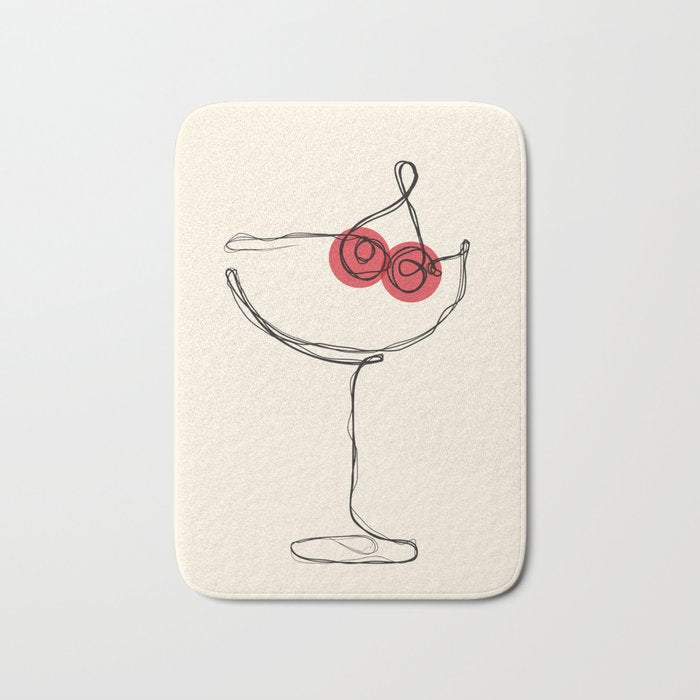 Minimalist Cherry Cosmo Cocktail Drink Bath Mat Gallery Image 1