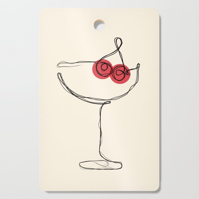 Minimalist Cherry Cosmo Cocktail Drink Cutting Board Gallery Image 1