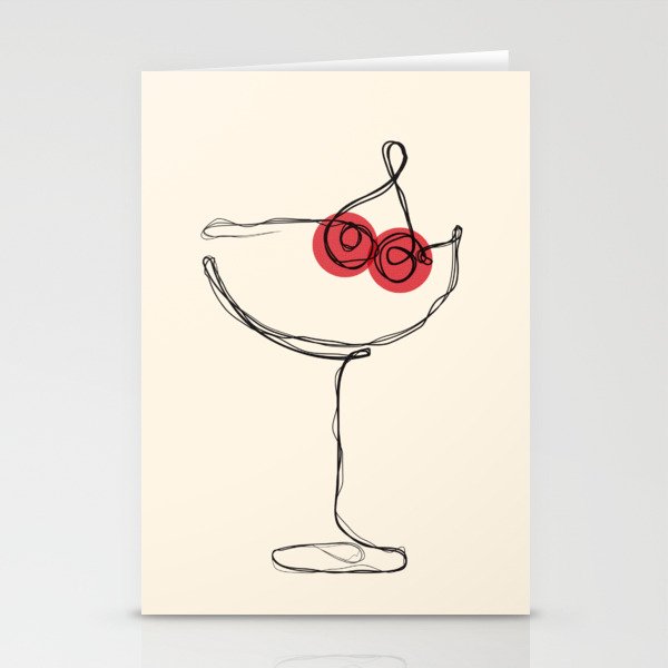 Minimalist Cherry Cosmo Cocktail Drink Stationery Card Gallery Image 2