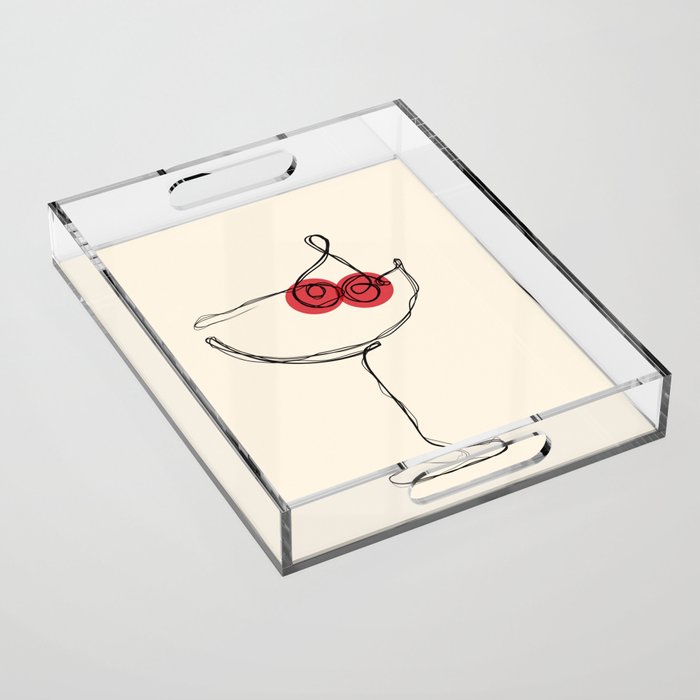Minimalist Cherry Cosmo Cocktail Drink Acrylic Tray Gallery Image 1