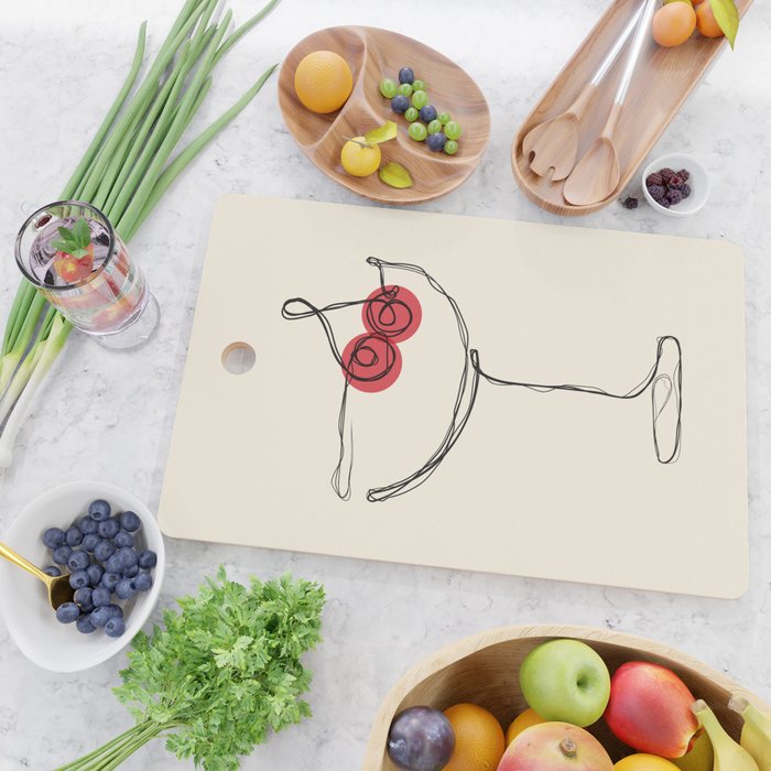 Minimalist Cherry Cosmo Cocktail Drink Cutting Board Gallery Image 2
