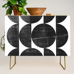 Black and White Mid Century Modern Op Art Credenza Gallery Image 1