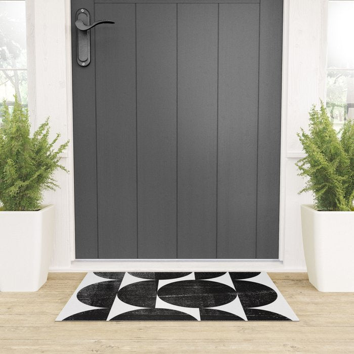 Black and White Mid Century Modern Op Art Welcome Mat Gallery Image 3