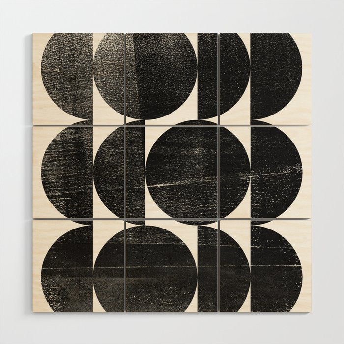 Black and White Mid Century Modern Op Art Wood Wall Art Gallery Image 1