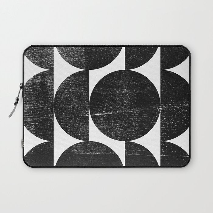 Black and White Mid Century Modern Op Art Laptop Sleeve Gallery Image 1