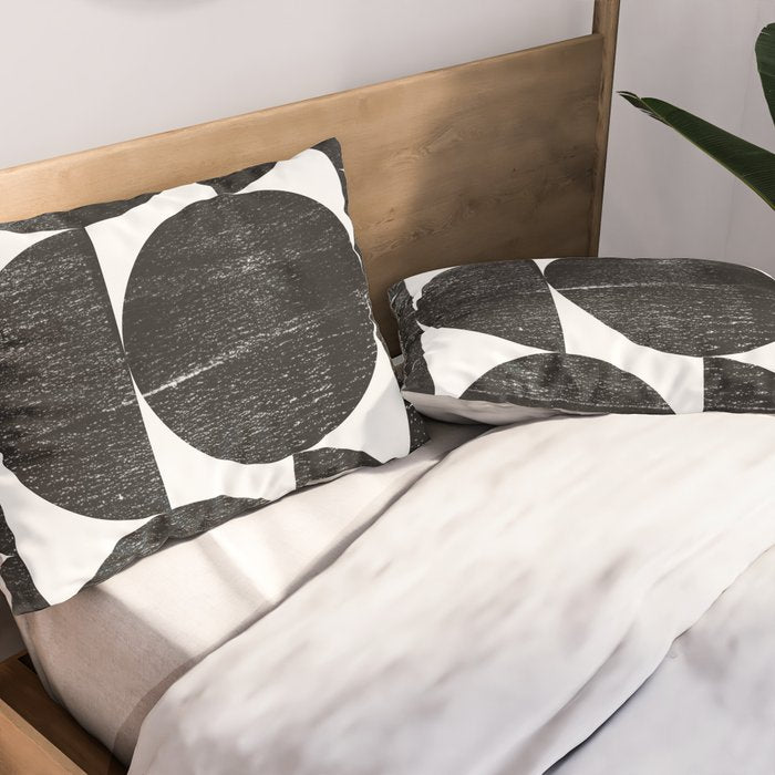 Black and White Mid Century Modern Op Art Pillow Sham Gallery Image 2