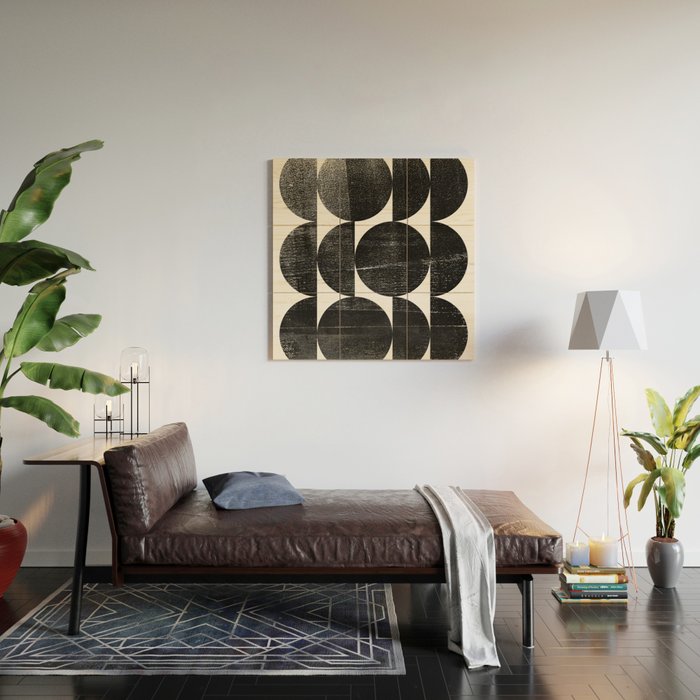 Black and White Mid Century Modern Op Art Wood Wall Art Gallery Image 2