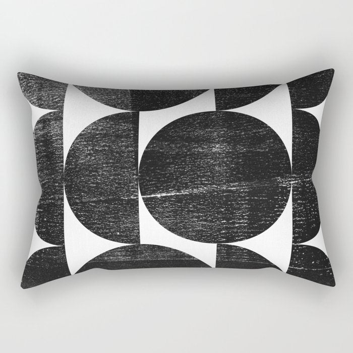 Black and White Mid Century Modern Op Art Rectangular Pillow Gallery Image 2