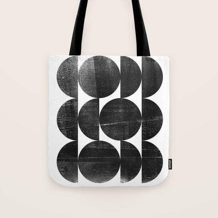 Black and White Mid Century Modern Op Art Tote Bag Gallery Image 1