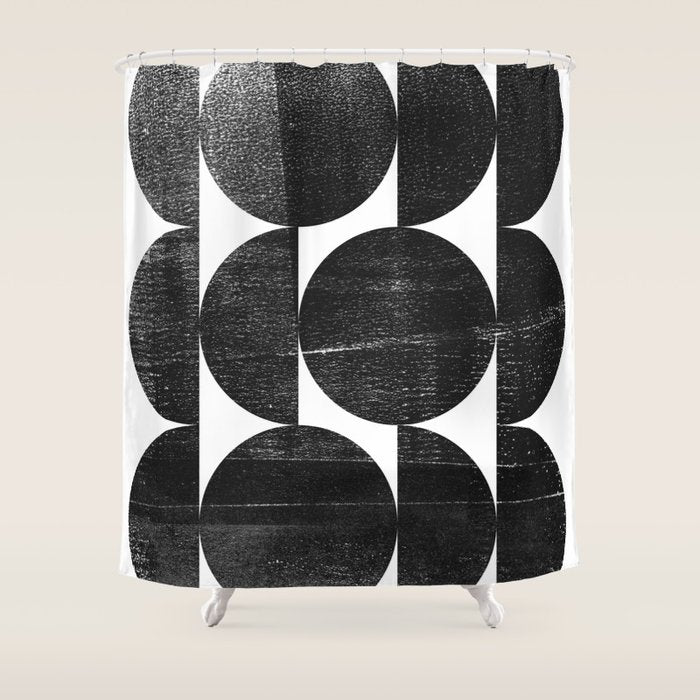 Black and White Mid Century Modern Op Art Shower Curtain Gallery Image 1