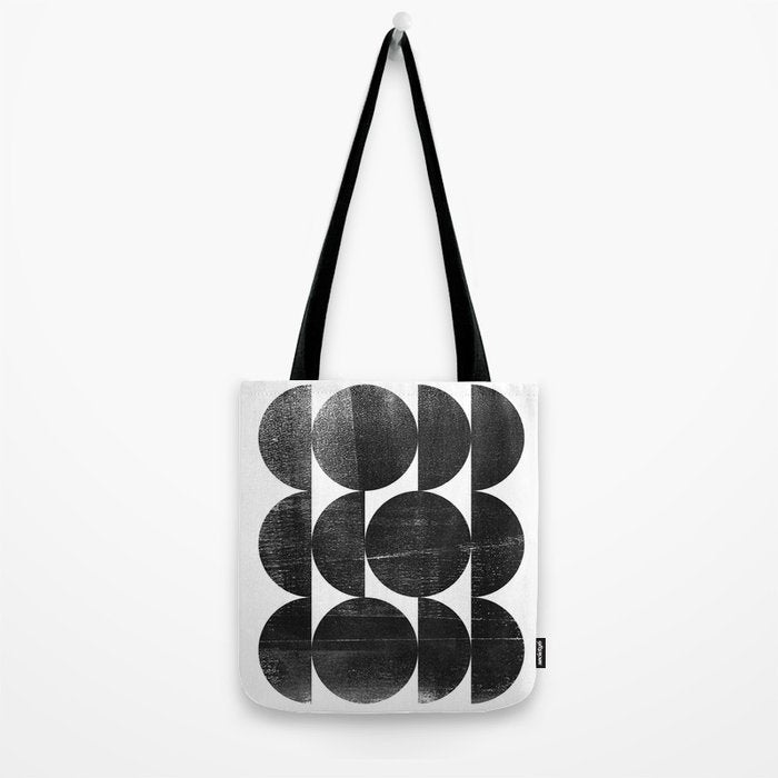 Black and White Mid Century Modern Op Art Tote Bag Gallery Image 2