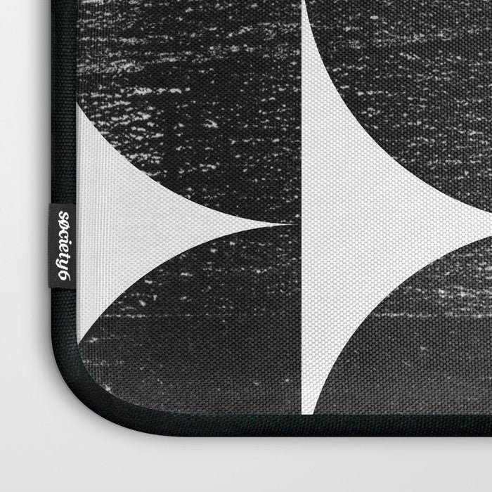 Black and White Mid Century Modern Op Art Laptop Sleeve Gallery Image 3