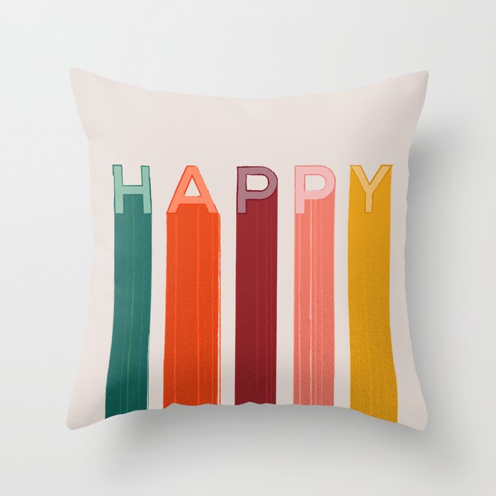 Happy Letters in Retro Colors Throw Pillow Gallery Image 6