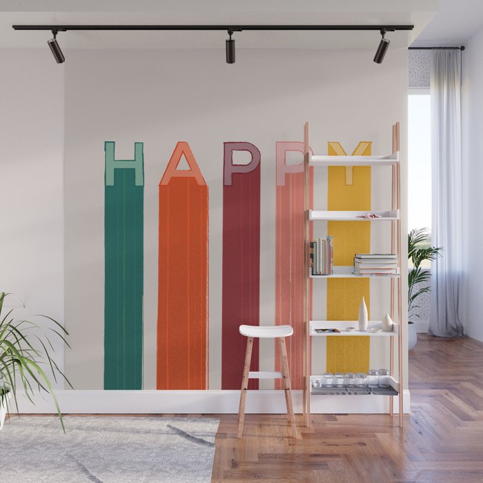 Happy Letters in Retro Colors Wall Mural Gallery Image 1
