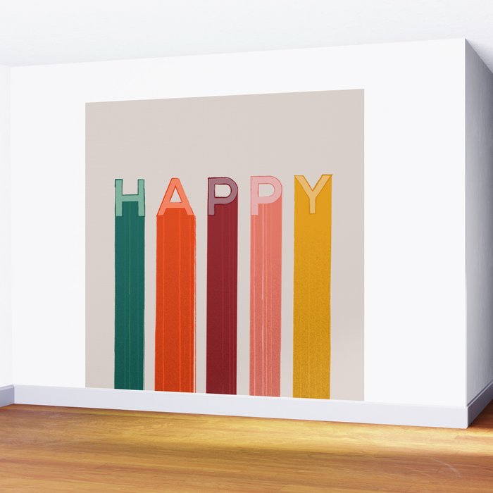Happy Letters in Retro Colors Wall Mural Gallery Image 2