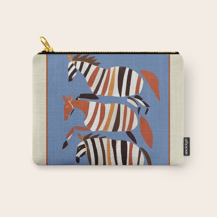 Striped Running Horses Carry All Pouch Gallery Image 1