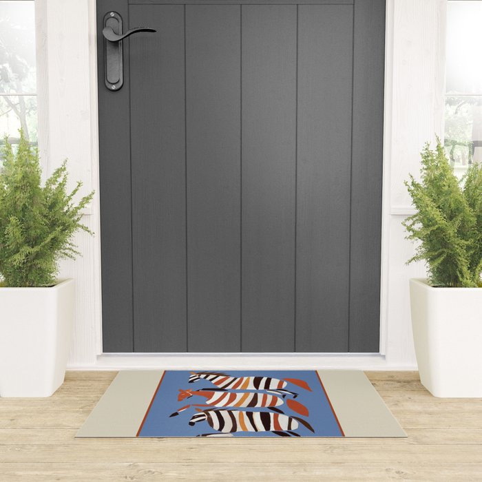 Striped Running Horses Welcome Mat Gallery Image 3