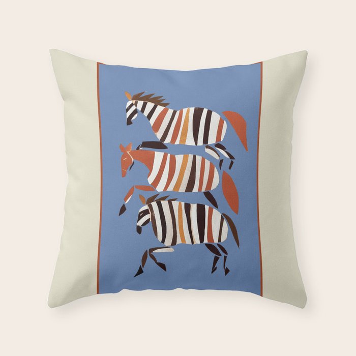 Striped Running Horses Throw Pillow Gallery Image 6