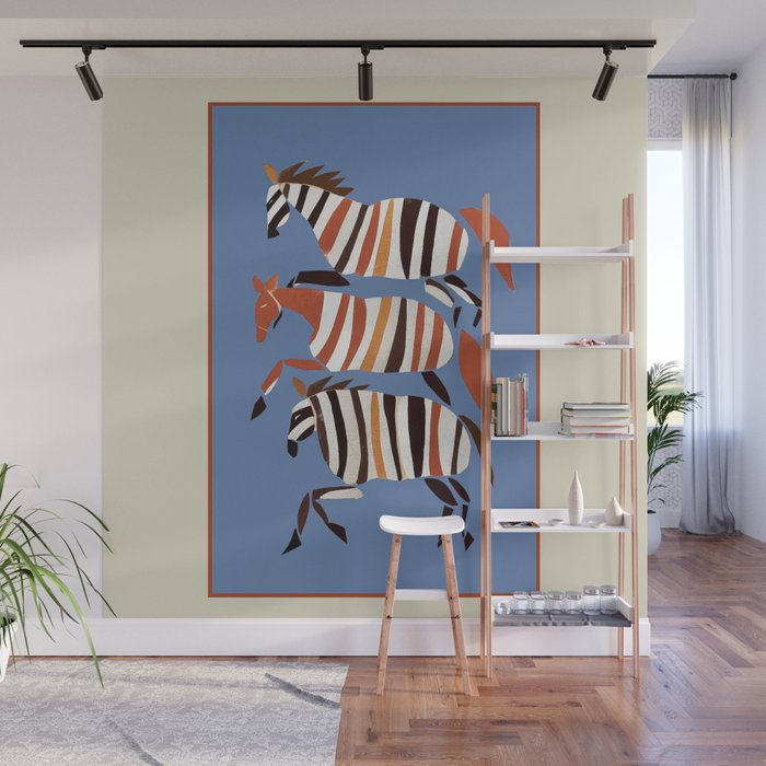 Striped Running Horses Wall Mural Gallery Image 1