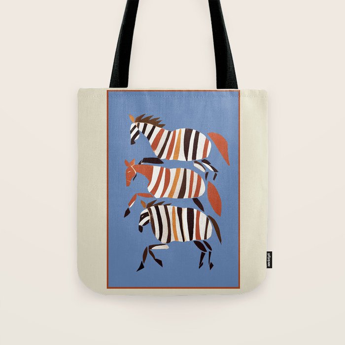Striped Running Horses Tote Bag Gallery Image 1