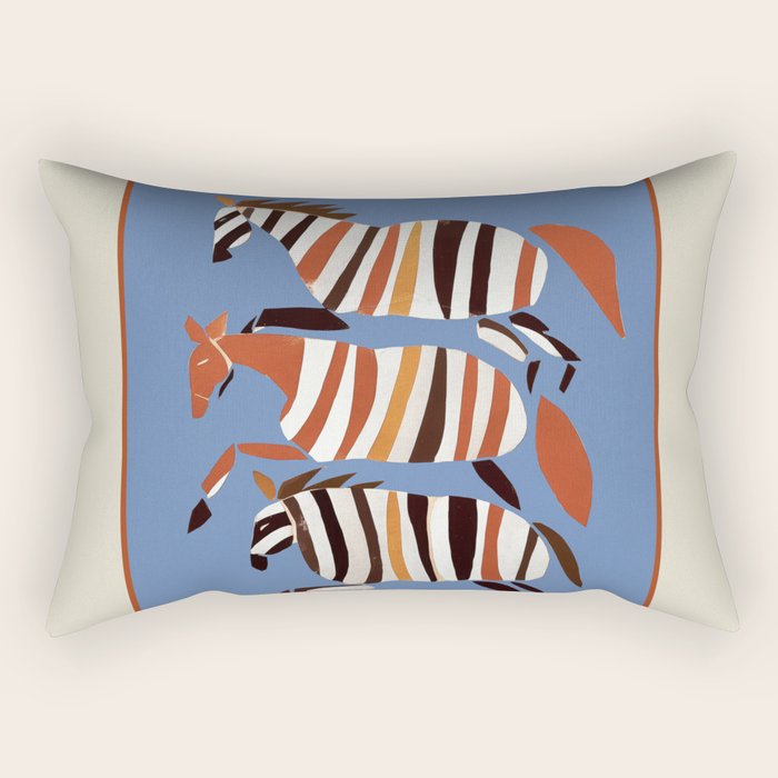 Striped Running Horses Rectangular Pillow Gallery Image 2