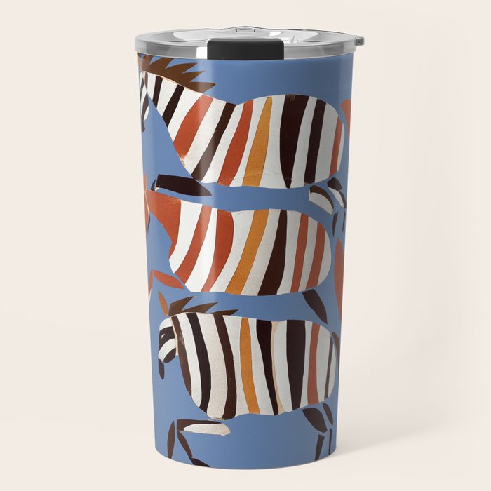 Striped Running Horses Travel Mug Gallery Image 1
