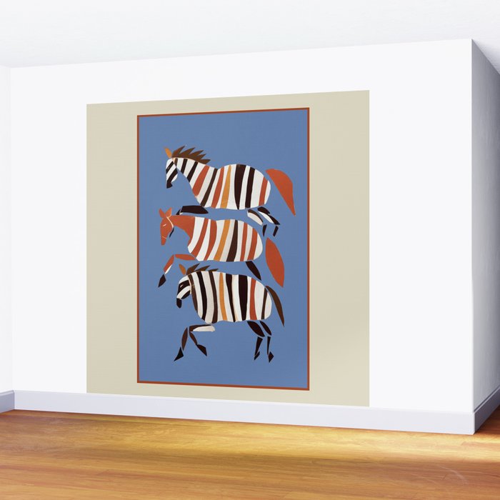 Striped Running Horses Wall Mural Gallery Image 2