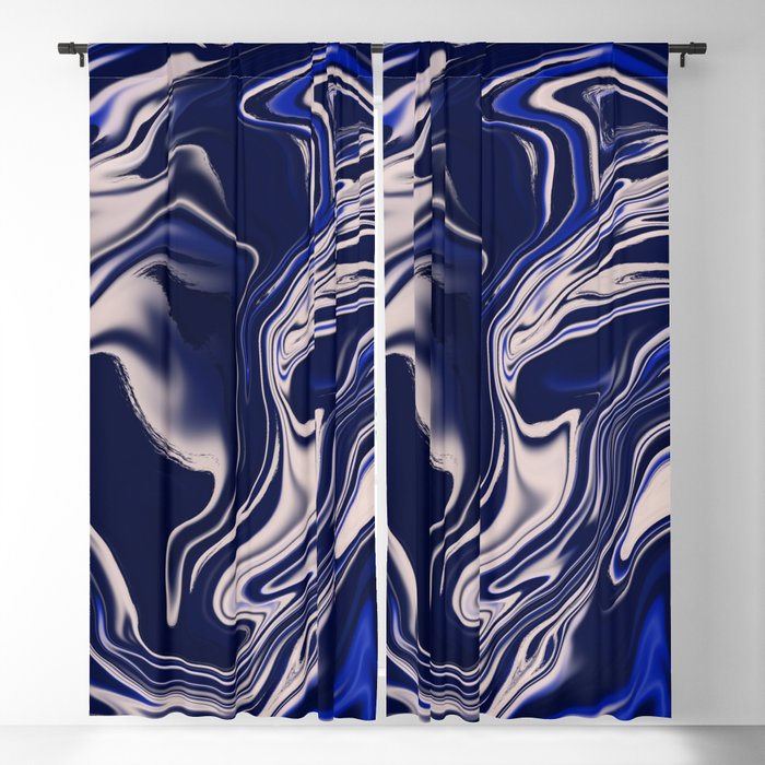Dark blue marbled art Window Curtain Gallery Image 5