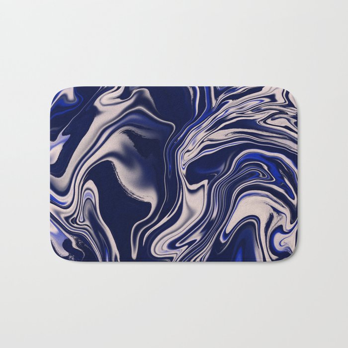 Dark blue marbled art Bath Mat Gallery Image 1