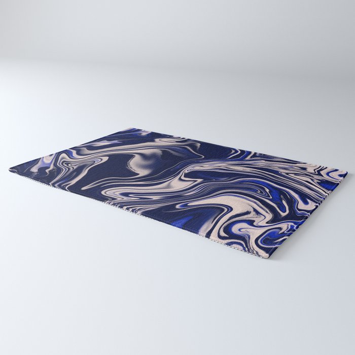 Dark blue marbled art Rug Gallery Image 3