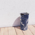 Dark blue marbled art Travel Mug Gallery Image 4