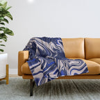 Dark blue marbled art Throw Blanket Gallery Image 1