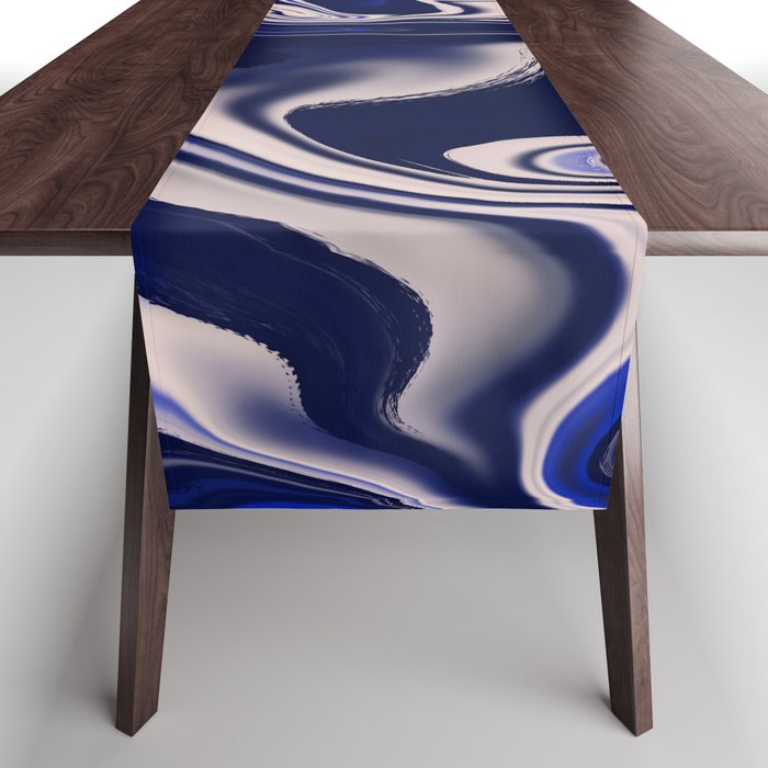 Dark blue marbled art Table Runner Gallery Image 1