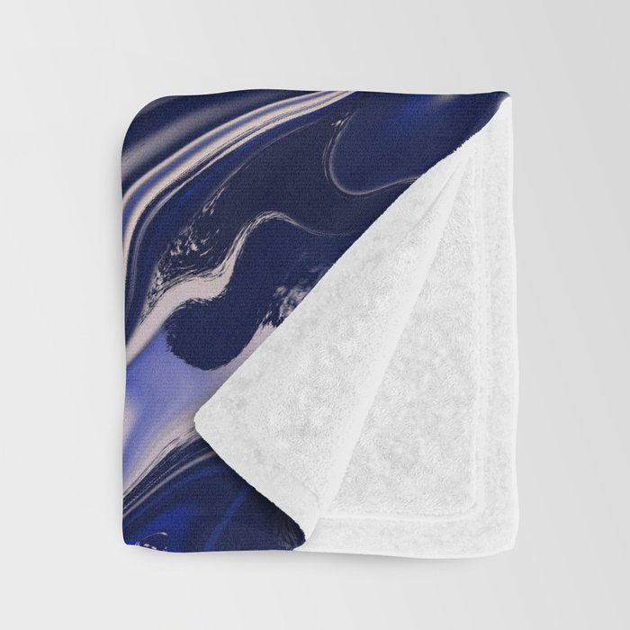 Dark blue marbled art Throw Blanket Gallery Image 3