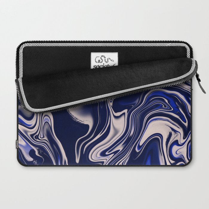 Dark blue marbled art Laptop Sleeve Gallery Image 2