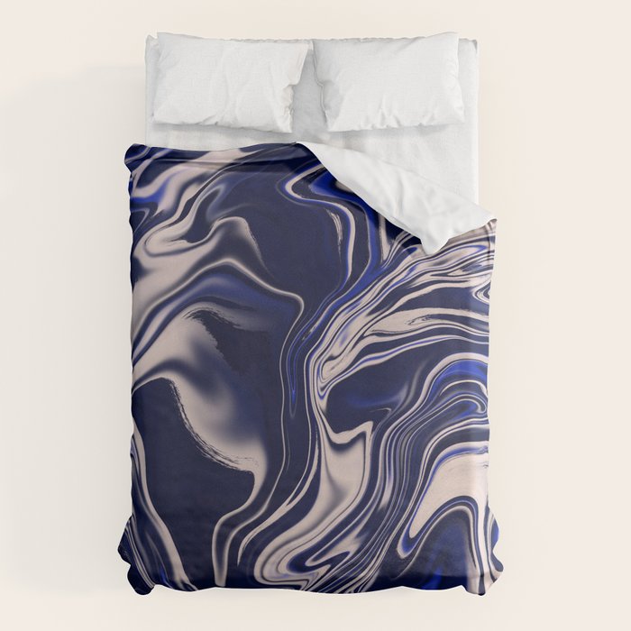 Dark blue marbled art Duvet Cover Gallery Image 1
