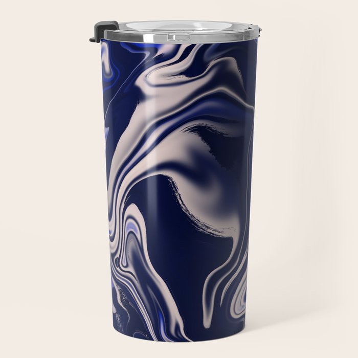 Dark blue marbled art Travel Mug Gallery Image 3