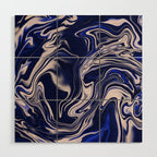 Dark blue marbled art Wood Wall Art Gallery Image 1