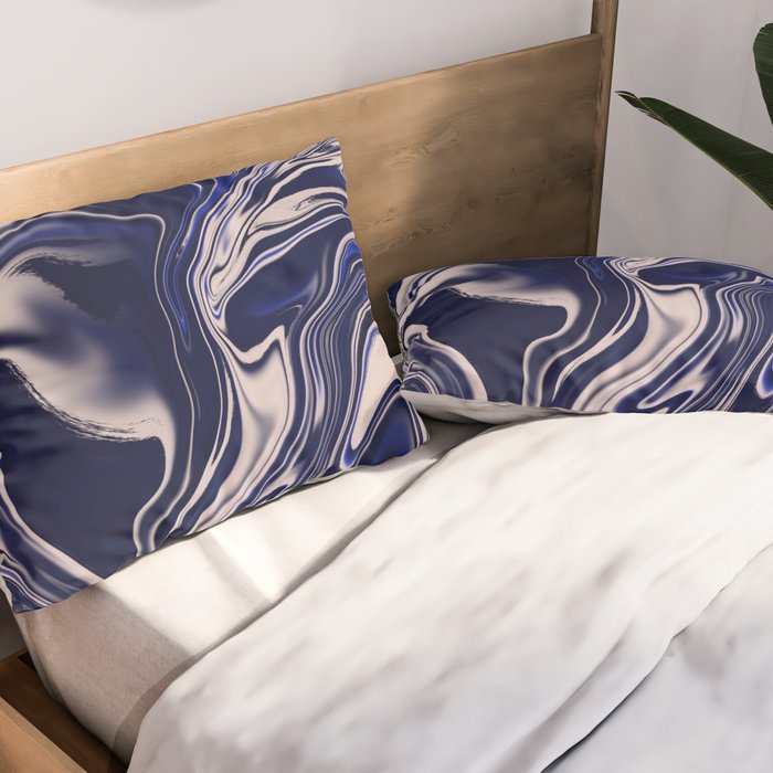 Dark blue marbled art Pillow Sham Gallery Image 2